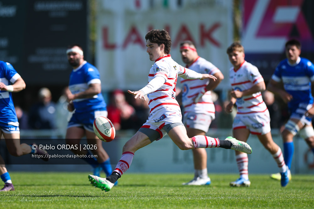 Simon Ricquerbourg, lors du match de Nationale 2 entre l'Anglet olympique et Salles, le 29 mars 2026 au stade Saint-Jean d'Anglet, France (Photo Pablo ORDAS