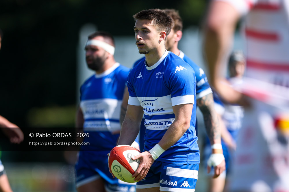 Alexis Bérot, lors du match de Nationale 2 entre l'Anglet olympique et Salles, le 29 mars 2026 au stade Saint-Jean d'Anglet, France (Photo Pablo ORDAS