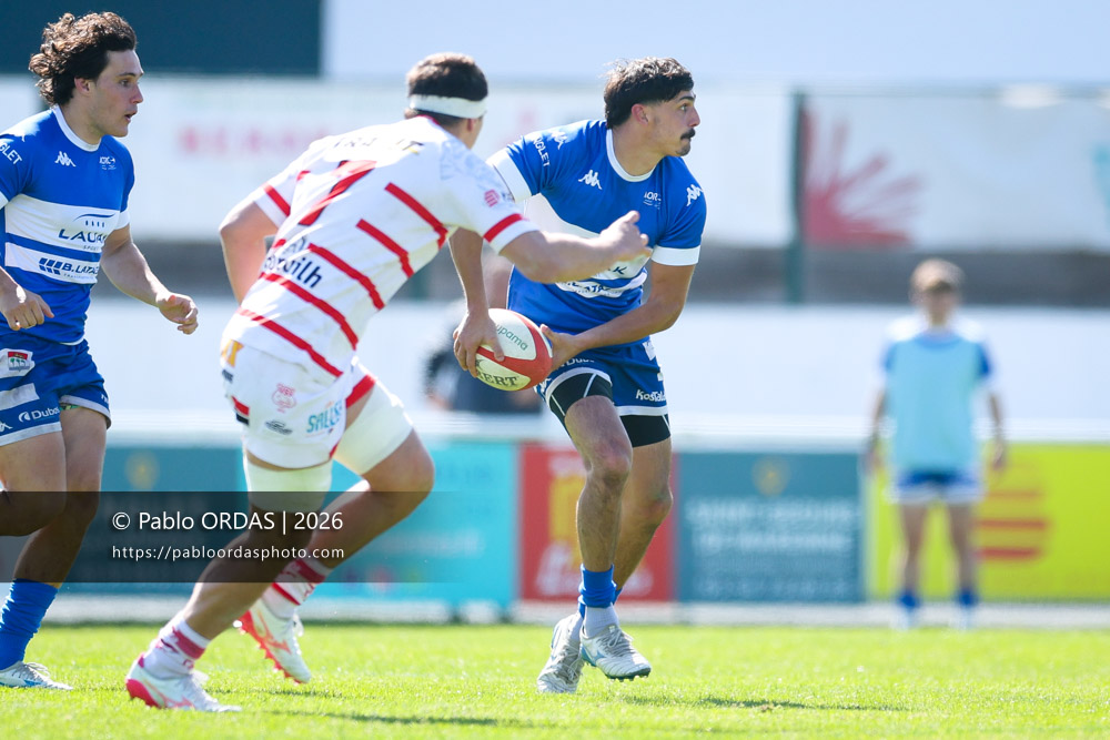 Iban Tsouladzé, lors du match de Nationale 2 entre l'Anglet olympique et Salles, le 29 mars 2026 au stade Saint-Jean d'Anglet, France (Photo Pablo ORDAS