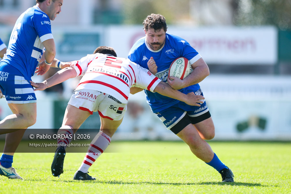 Hendré Eloff, lors du match de Nationale 2 entre l'Anglet olympique et Salles, le 29 mars 2026 au stade Saint-Jean d'Anglet, France (Photo Pablo ORDAS