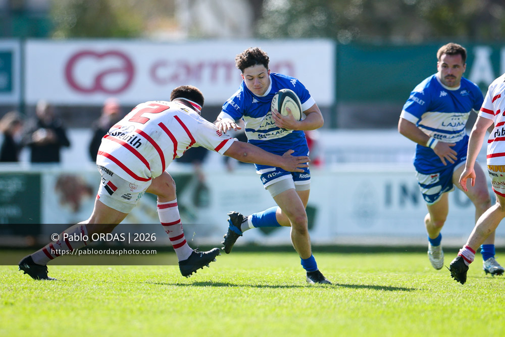Johane Idiart, lors du match de Nationale 2 entre l'Anglet olympique et Salles, le 29 mars 2026 au stade Saint-Jean d'Anglet, France (Photo Pablo ORDAS
