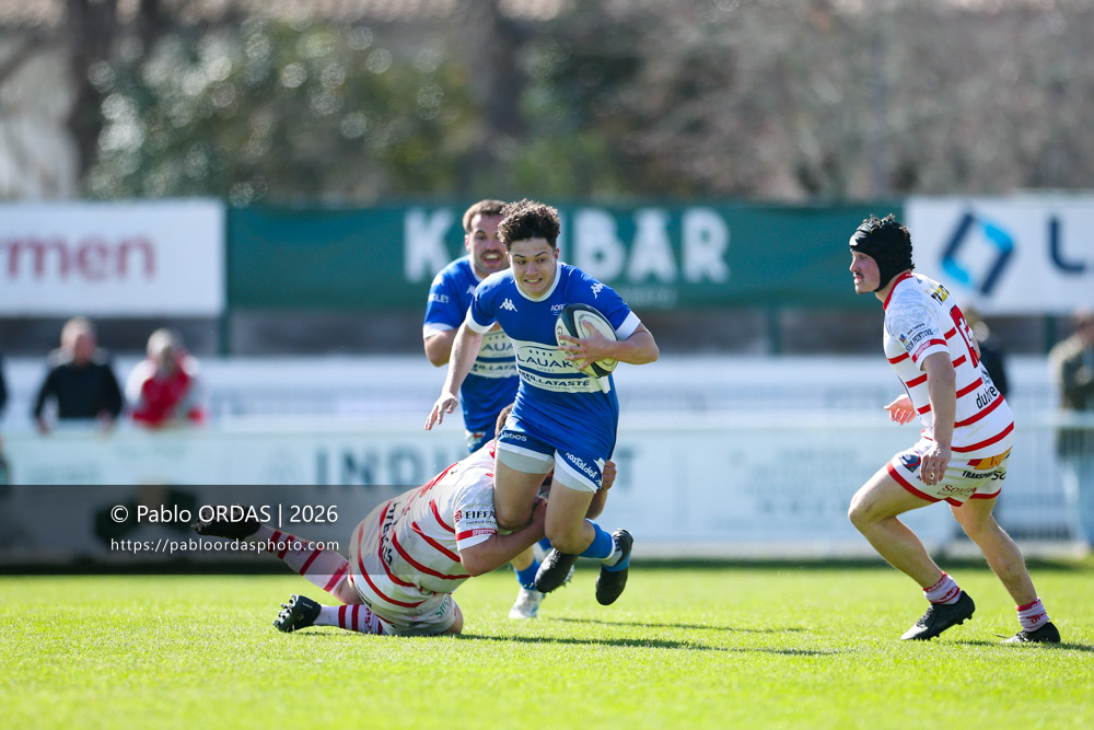 Johane Idiart, lors du match de Nationale 2 entre l'Anglet olympique et Salles, le 29 mars 2026 au stade Saint-Jean d'Anglet, France (Photo Pablo ORDAS