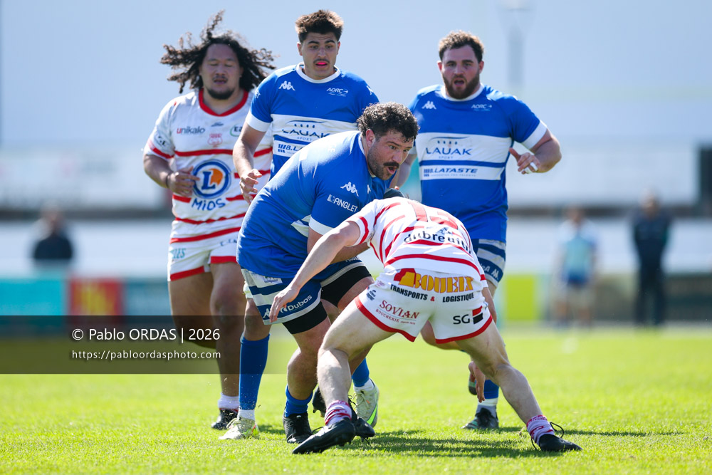 Hendré Eloff, lors du match de Nationale 2 entre l'Anglet olympique et Salles, le 29 mars 2026 au stade Saint-Jean d'Anglet, France (Photo Pablo ORDAS