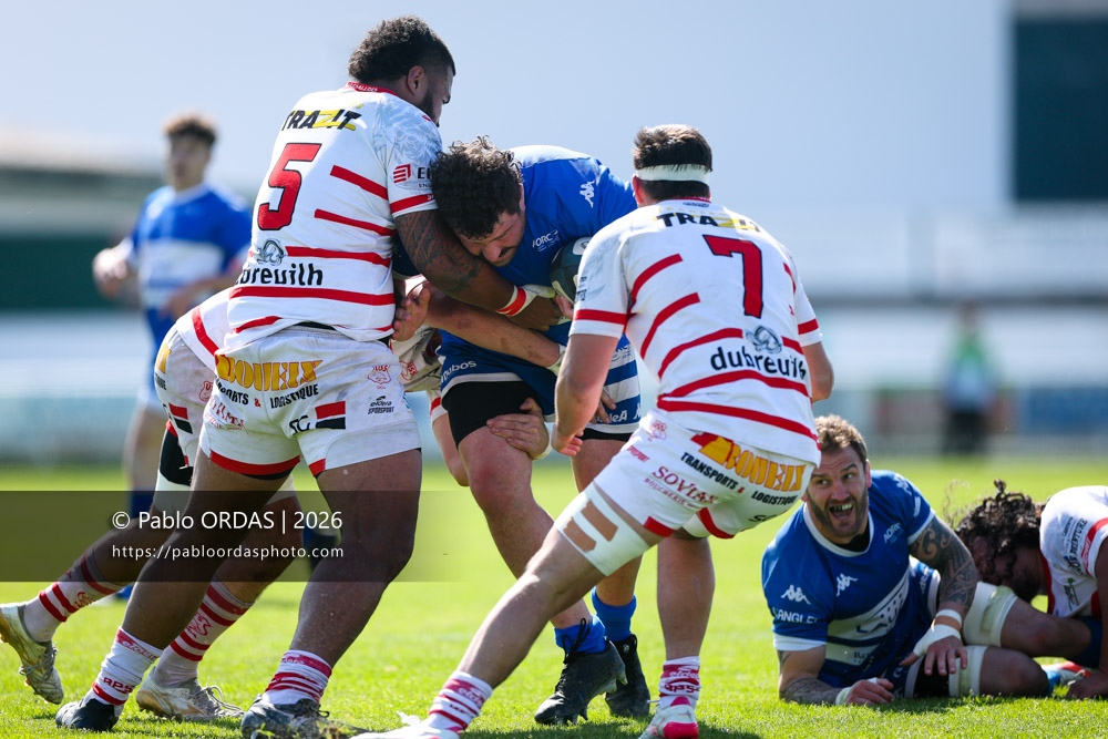Hendré Eloff, lors du match de Nationale 2 entre l'Anglet olympique et Salles, le 29 mars 2026 au stade Saint-Jean d'Anglet, France (Photo Pablo ORDAS