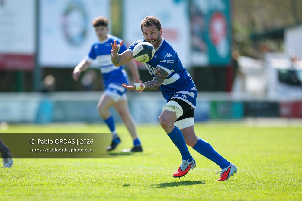 Sébastien Laulhé, lors du match de Nationale 2 entre l'Anglet olympique et Salles, le 29 mars 2026 au stade Saint-Jean d'Anglet, France (Photo Pablo ORDAS