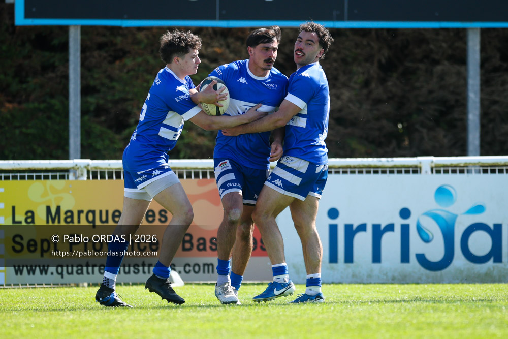 Iban Tsouladzé, lors du match de Nationale 2 entre l'Anglet olympique et Salles, le 29 mars 2026 au stade Saint-Jean d'Anglet, France (Photo Pablo ORDAS
