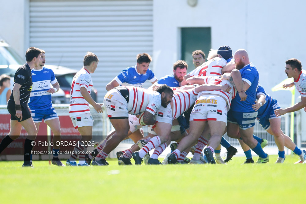 Josaia Cama, lors du match de Nationale 2 entre l'Anglet olympique et Salles, le 29 mars 2026 au stade Saint-Jean d'Anglet, France (Photo Pablo ORDAS
