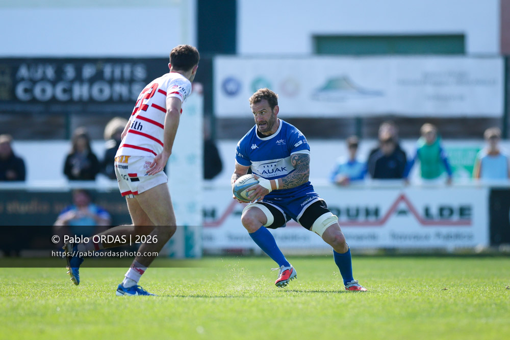 Sébastien Laulhé, lors du match de Nationale 2 entre l'Anglet olympique et Salles, le 29 mars 2026 au stade Saint-Jean d'Anglet, France (Photo Pablo ORDAS