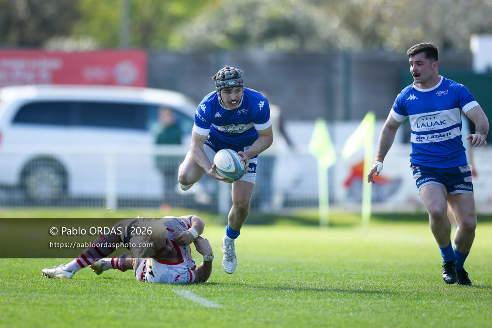Jean Ballin, lors du match de Nationale 2 entre l'Anglet olympique et Salles, le 29 mars 2026 au stade Saint-Jean d'Anglet, France (Photo Pablo ORDAS