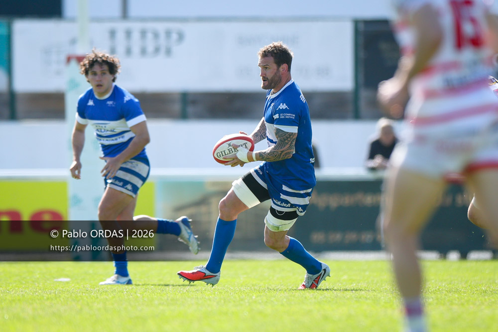 Sébastien Laulhé, lors du match de Nationale 2 entre l'Anglet olympique et Salles, le 29 mars 2026 au stade Saint-Jean d'Anglet, France (Photo Pablo ORDAS