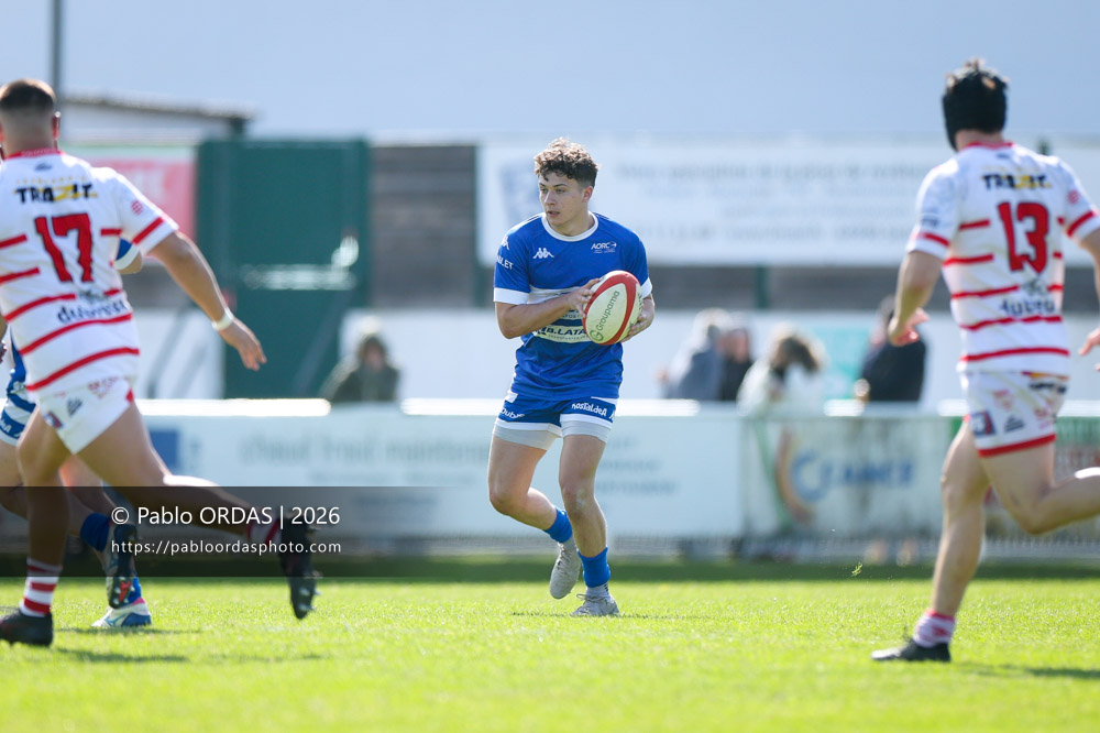 Johane Idiart, lors du match de Nationale 2 entre l'Anglet olympique et Salles, le 29 mars 2026 au stade Saint-Jean d'Anglet, France (Photo Pablo ORDAS