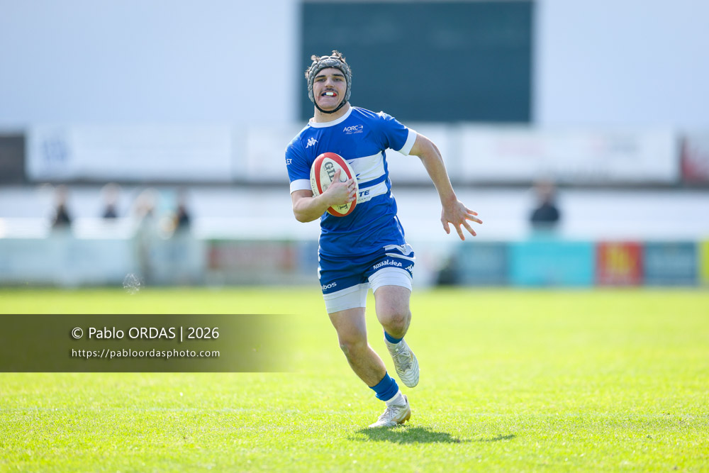 Jean Ballin, lors du match de Nationale 2 entre l'Anglet olympique et Salles, le 29 mars 2026 au stade Saint-Jean d'Anglet, France (Photo Pablo ORDAS