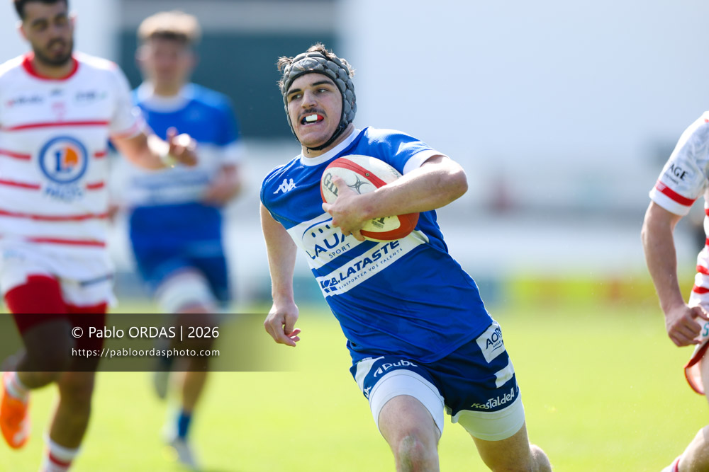 Jean Ballin, lors du match de Nationale 2 entre l'Anglet olympique et Salles, le 29 mars 2026 au stade Saint-Jean d'Anglet, France (Photo Pablo ORDAS