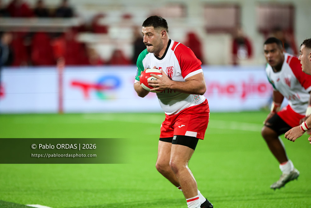 Hugo Pirlet, lors du match de Pro D2 entre le Biarritz olympique et Vannes, le 21 février 2026 au stade Aguiléra de Biarritz, France (Photo Pablo ORDAS)