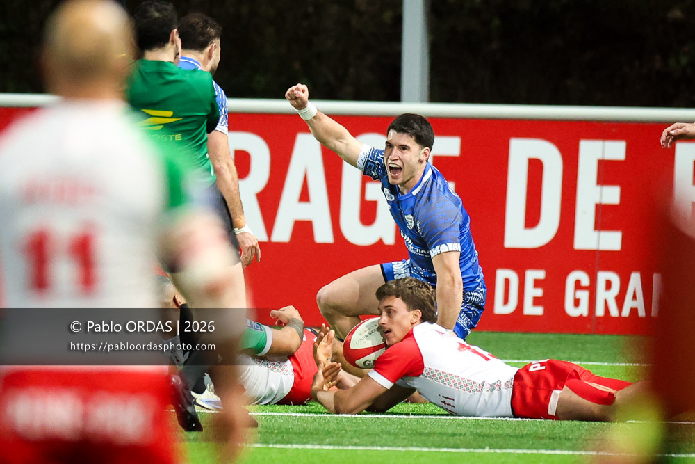 Paul Surano, lors du match de Pro D2 entre le Biarritz olympique et Vannes, le 21 février 2026 au stade Aguiléra de Biarritz, France (Photo Pablo ORDAS)
