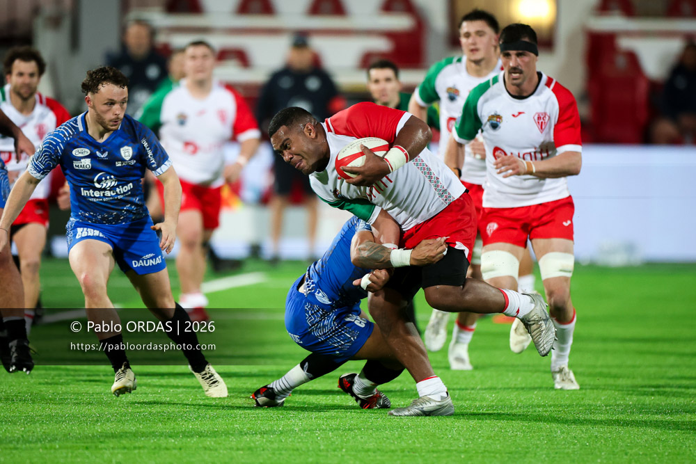 Johnnny Dyer, lors du match de Pro D2 entre le Biarritz olympique et Vannes, le 21 février 2026 au stade Aguiléra de Biarritz, France (Photo Pablo ORDAS)