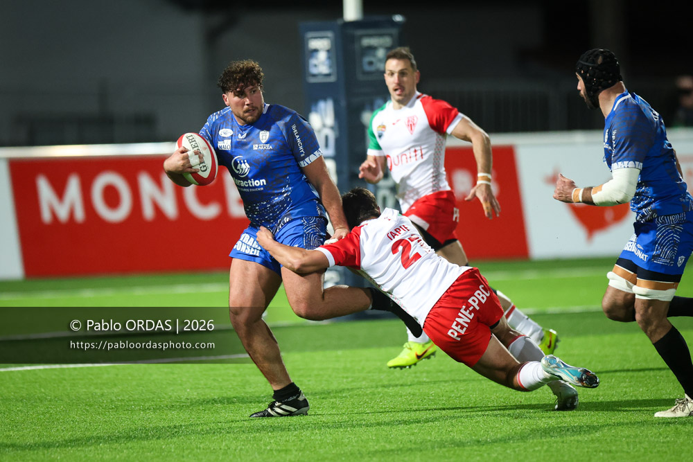 Wayan de Benedittis, lors du match de Pro D2 entre le Biarritz olympique et Vannes, le 21 février 2026 au stade Aguiléra de Biarritz, France (Photo Pablo ORDAS)