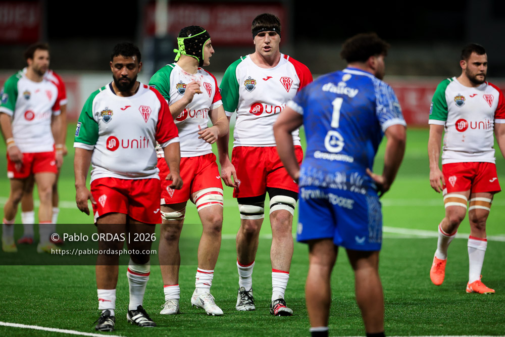 Ellande Sanderson, lors du match de Pro D2 entre le Biarritz olympique et Vannes, le 21 février 2026 au stade Aguiléra de Biarritz, France (Photo Pablo ORDAS)