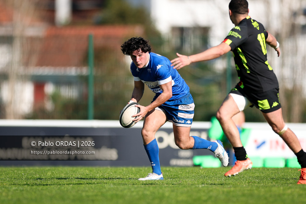 Jules Lartigau, lors du match de Nationale 2 entre l'Anglet olympique et Orléans, le 1er mars 2026 au stade Saint-Jean d'Anglet, France (Photo Pablo ORDAS)
