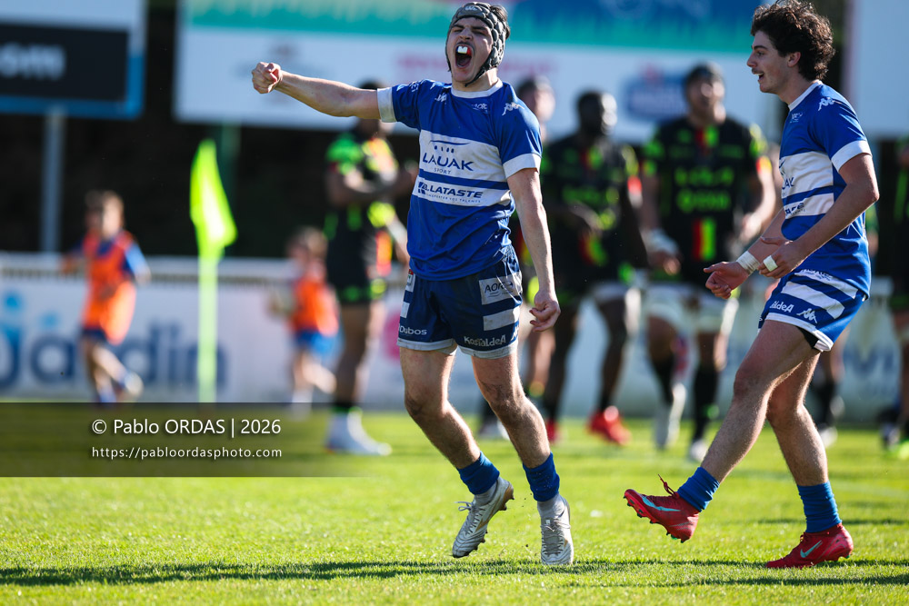 Jean Ballin, lors du match de Nationale 2 entre l'Anglet olympique et Orléans, le 1er mars 2026 au stade Saint-Jean d'Anglet, France (Photo Pablo ORDAS)