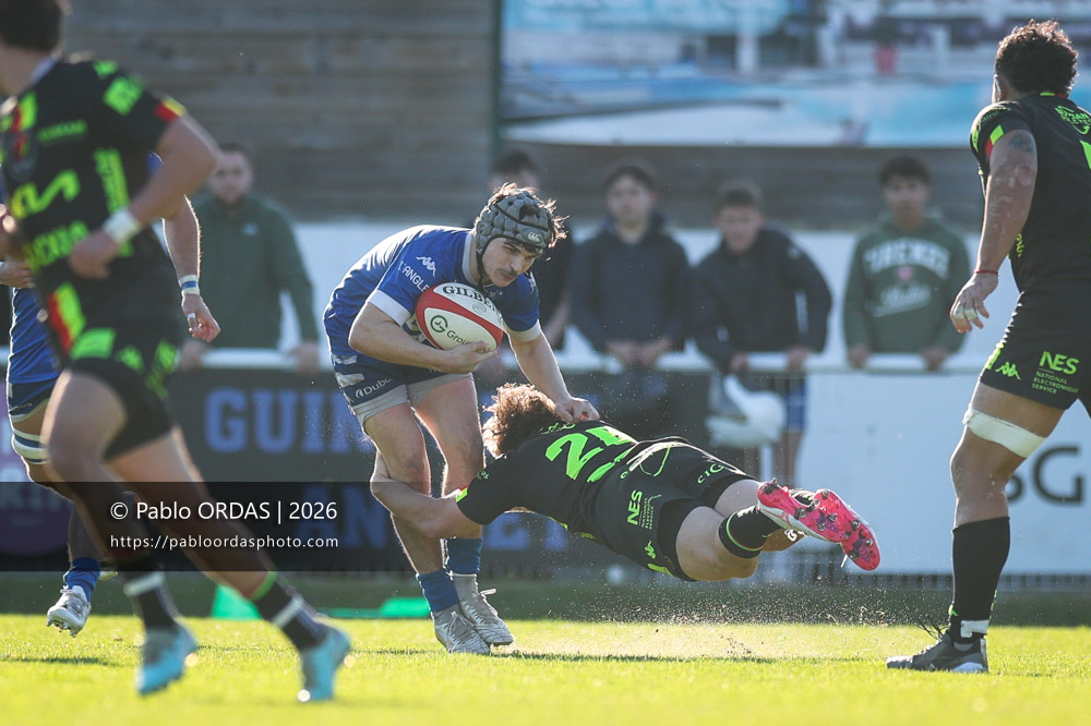 Jean Ballin, lors du match de Nationale 2 entre l'Anglet olympique et Orléans, le 1er mars 2026 au stade Saint-Jean d'Anglet, France (Photo Pablo ORDAS)