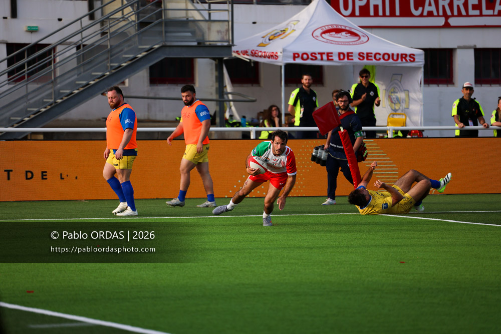 Arthur Bonneval, lors du match de Pro D2 entre le Biarritz olympique et Nevers, le 10 avril 2026 au stade Aguiléra de Biarritz, France (Photo Pablo ORDAS)