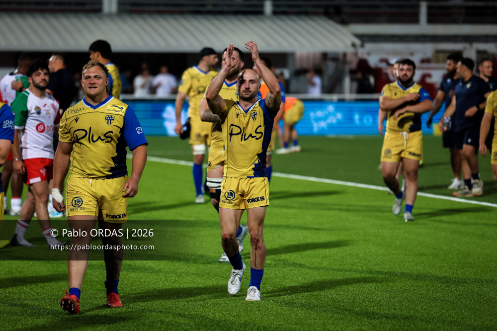 Hugo Bouyssou, lors du match de Pro D2 entre le Biarritz olympique et Nevers, le 10 avril 2026 au stade Aguiléra de Biarritz, France (Photo Pablo ORDAS)