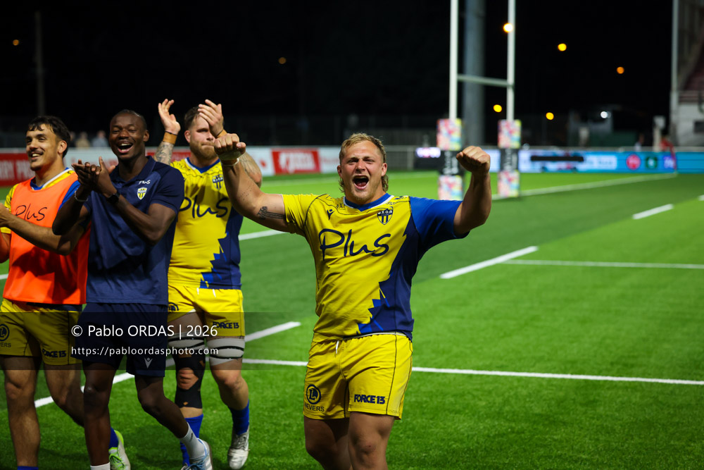 Keynan Knox, lors du match de Pro D2 entre le Biarritz olympique et Nevers, le 10 avril 2026 au stade Aguiléra de Biarritz, France (Photo Pablo ORDAS)