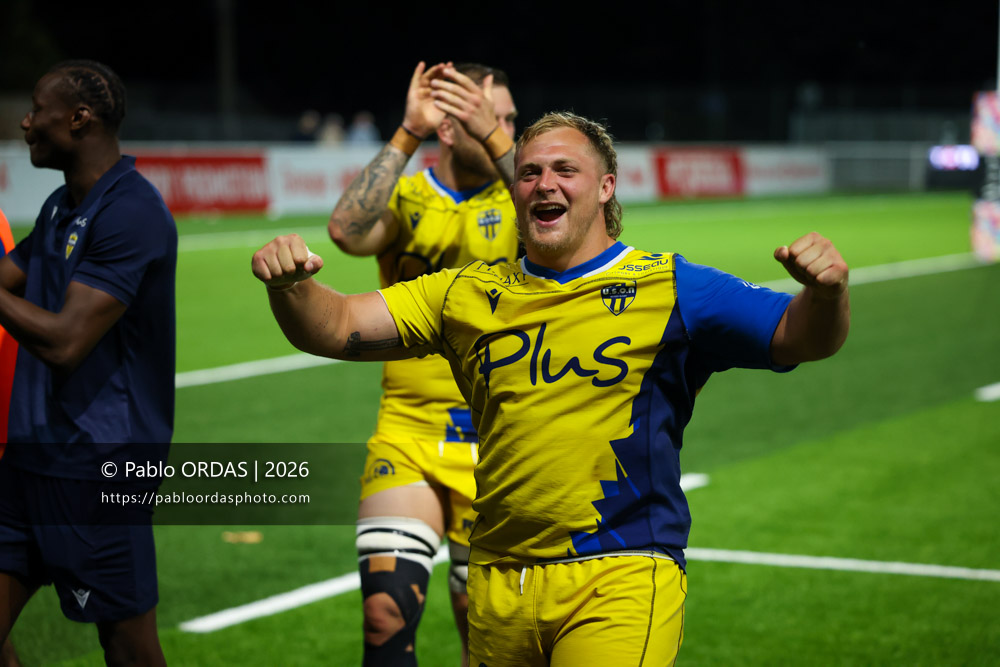 Keynan Knox, lors du match de Pro D2 entre le Biarritz olympique et Nevers, le 10 avril 2026 au stade Aguiléra de Biarritz, France (Photo Pablo ORDAS)