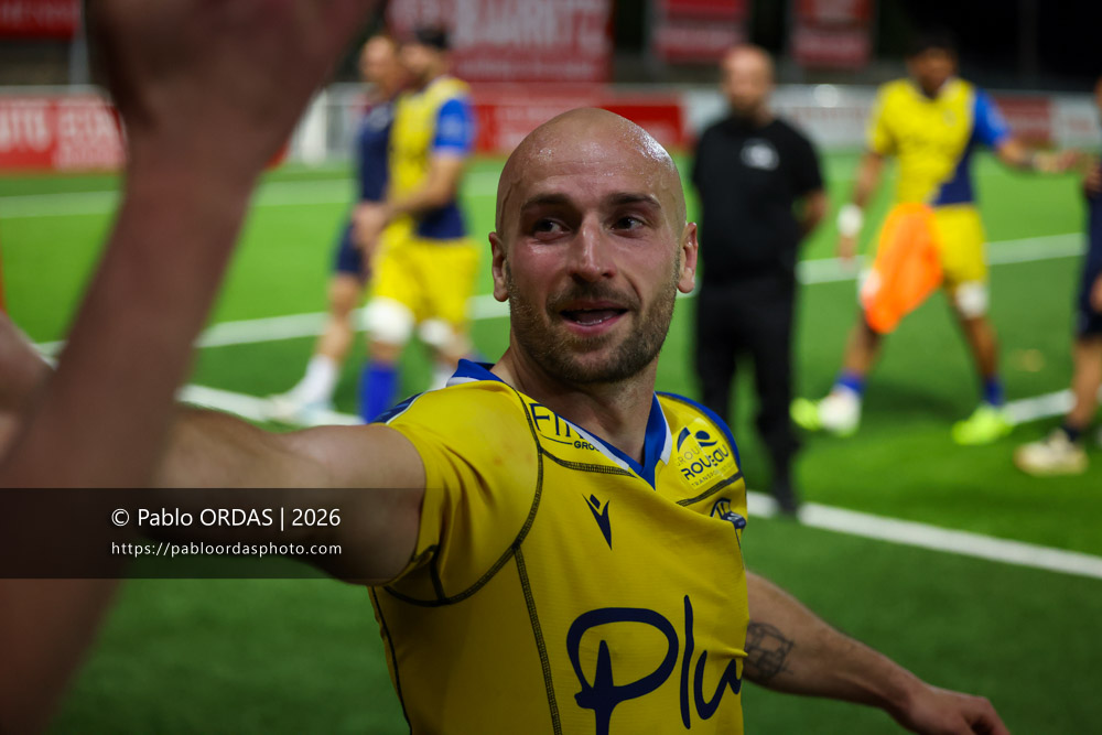 Hugo Bouyssou, lors du match de Pro D2 entre le Biarritz olympique et Nevers, le 10 avril 2026 au stade Aguiléra de Biarritz, France (Photo Pablo ORDAS)
