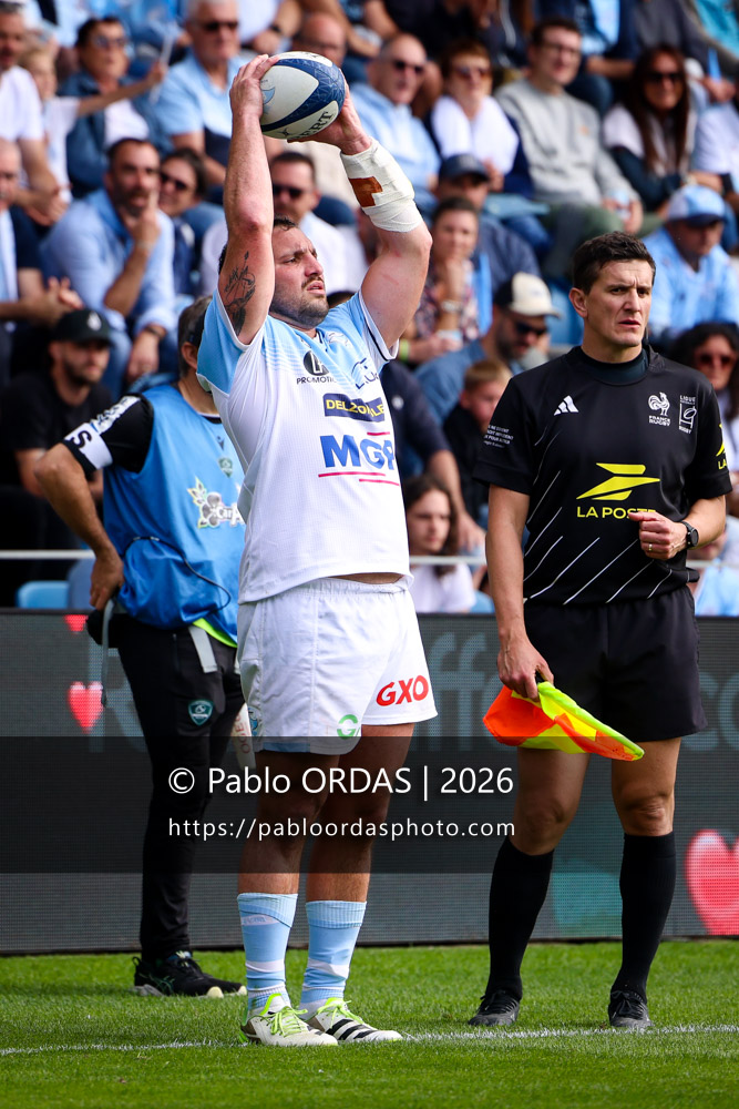 Ignacio Calles, lors du match de Top 14 entre l'Aviron bayonnais et la Section paloise, le 18 avril 2026 au stade Jean Dauger de Bayonne, France (Photo Pablo ORDAS)