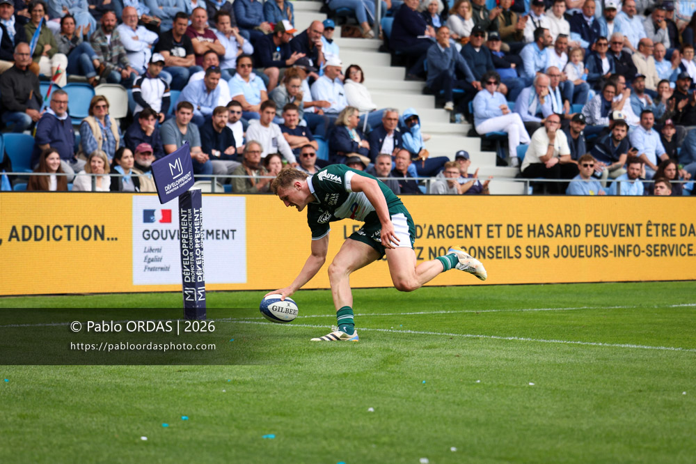 Emilien Gailleton, lors du match de Top 14 entre l'Aviron bayonnais et la Section paloise, le 18 avril 2026 au stade Jean Dauger de Bayonne, France (Photo Pablo ORDAS)