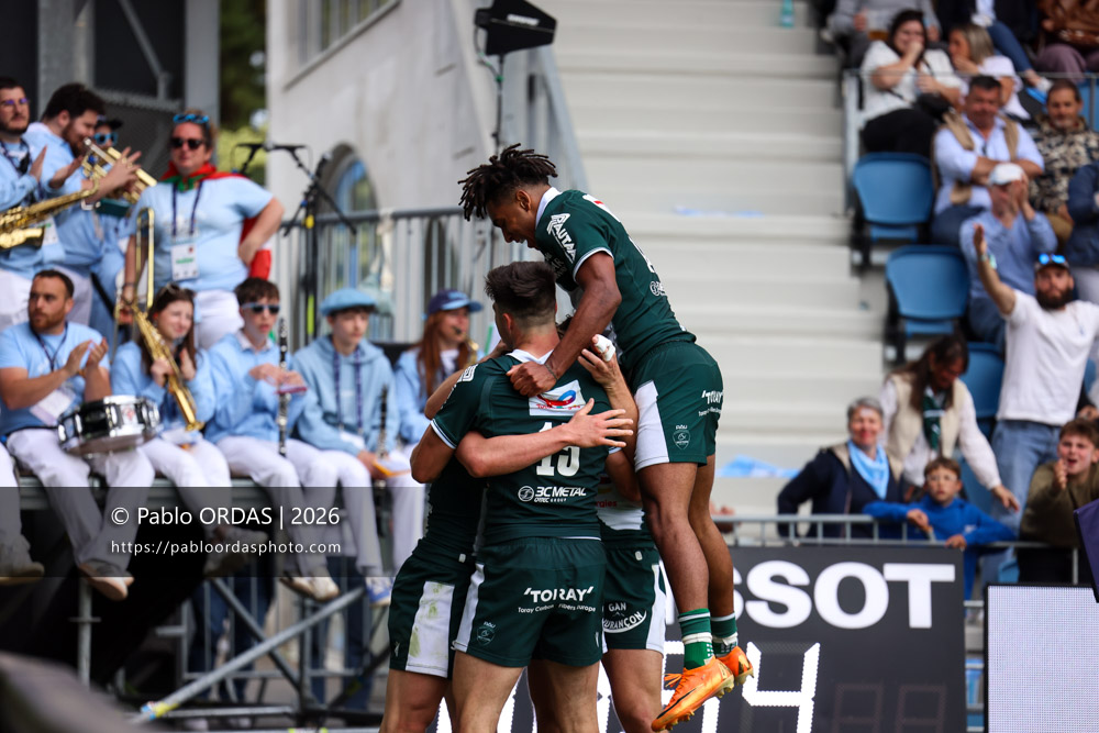 Théo Attissogbe, lors du match de Top 14 entre l'Aviron bayonnais et la Section paloise, le 18 avril 2026 au stade Jean Dauger de Bayonne, France (Photo Pablo ORDAS)