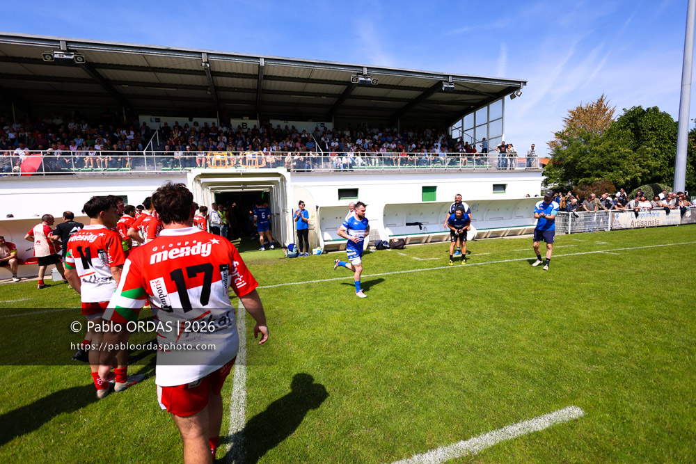 Bastien Fischer, lors du match de Nationale 2 entre l'Anglet olympique et Mauléon, le 19 avril 2026 au stade Saint-Jean d'Anglet, France (Photo Pablo ORDAS)