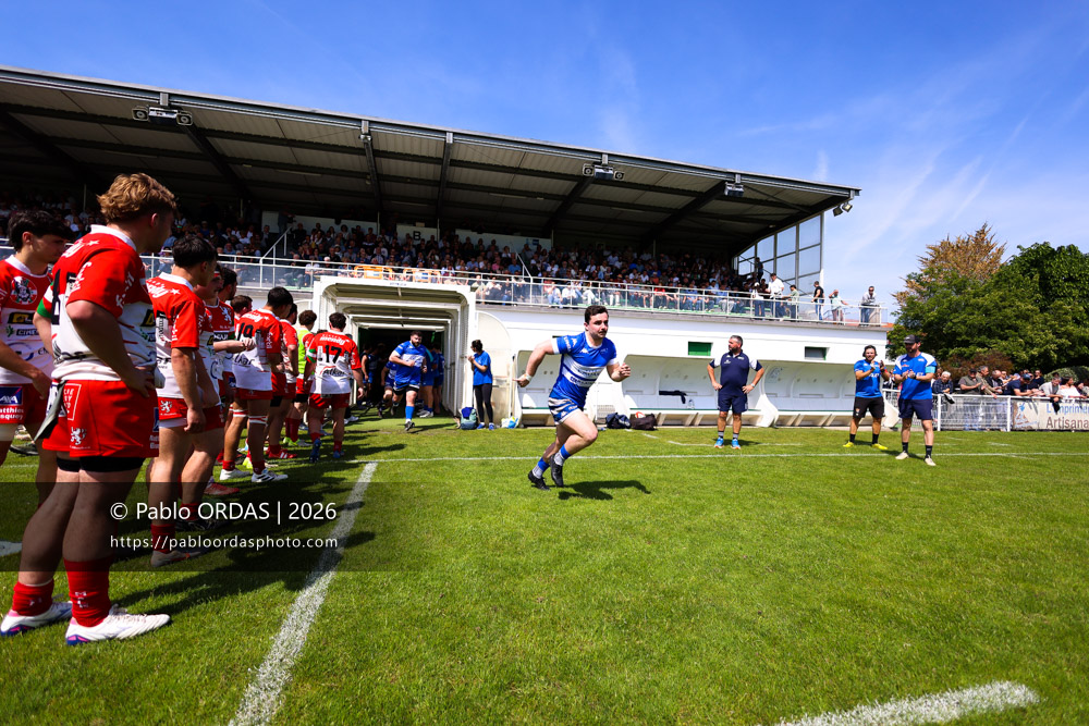 Bixente Layan, lors du match de Nationale 2 entre l'Anglet olympique et Mauléon, le 19 avril 2026 au stade Saint-Jean d'Anglet, France (Photo Pablo ORDAS)
