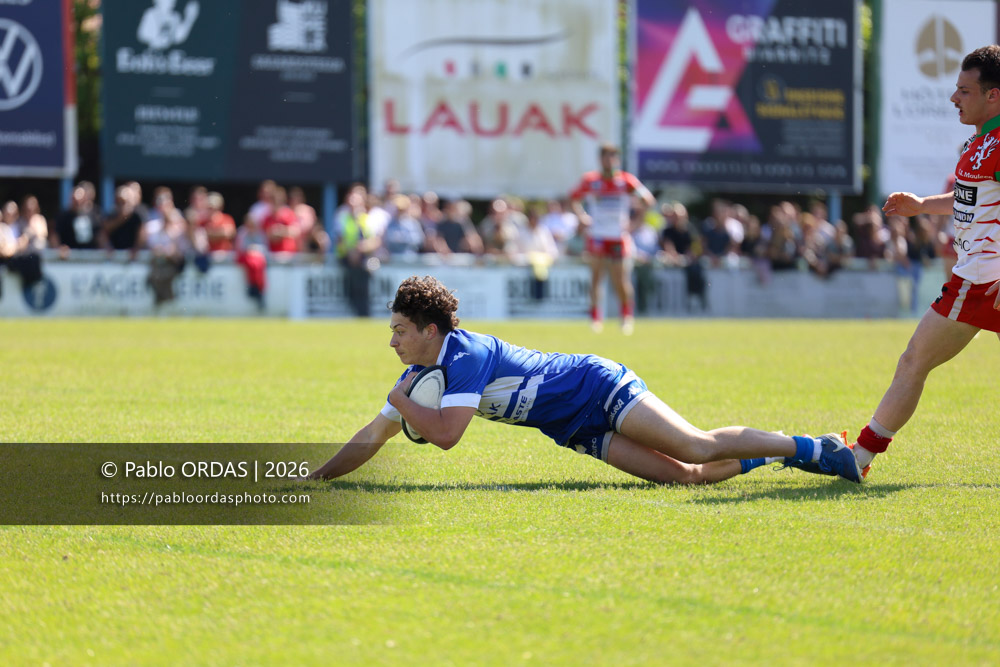 Johane Idiart, lors du match de Nationale 2 entre l'Anglet olympique et Mauléon, le 19 avril 2026 au stade Saint-Jean d'Anglet, France (Photo Pablo ORDAS)