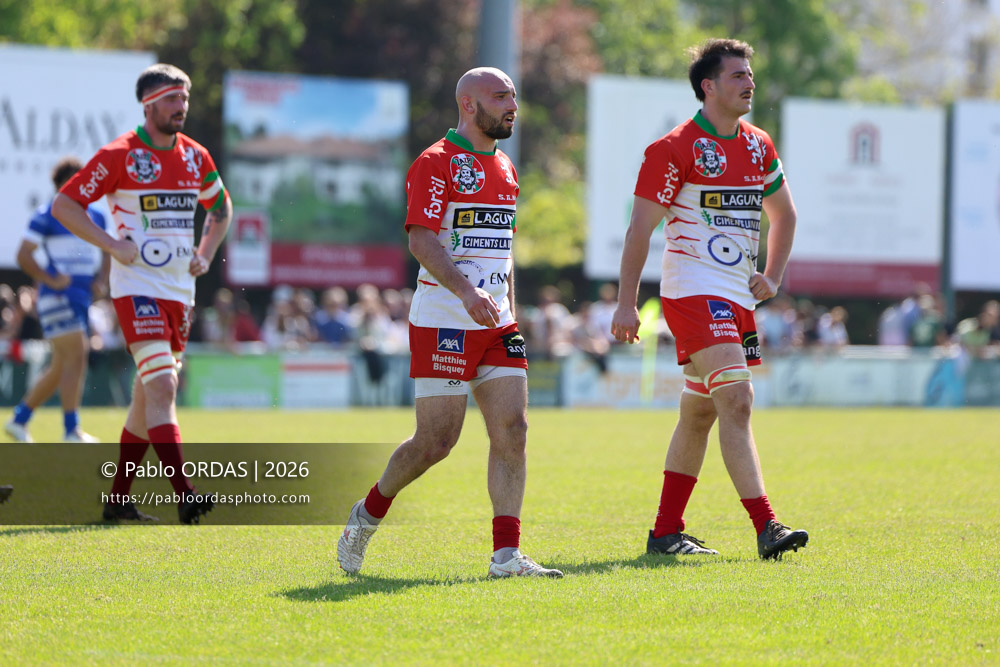Aurélien Donnadieu, lors du match de Nationale 2 entre l'Anglet olympique et Mauléon, le 19 avril 2026 au stade Saint-Jean d'Anglet, France (Photo Pablo ORDAS)
