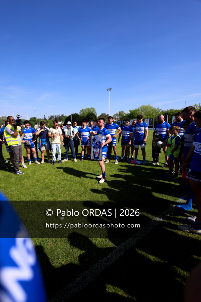 Bastien Fischer, lors du match de Nationale 2 entre l'Anglet olympique et Mauléon, le 19 avril 2026 au stade Saint-Jean d'Anglet, France (Photo Pablo ORDAS)
