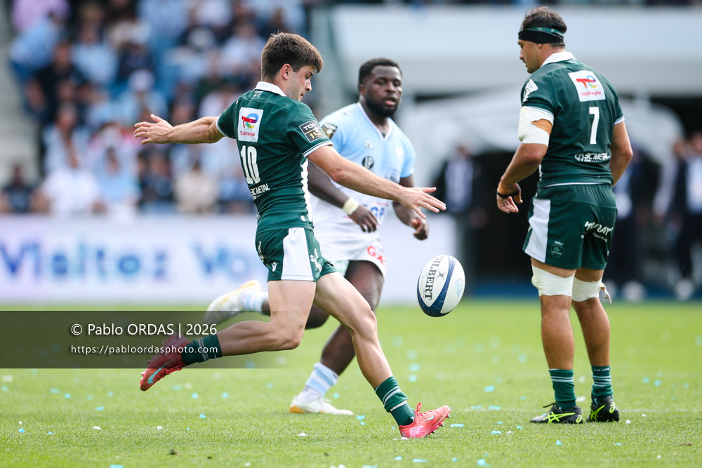 Axel Despérès, lors du match de Top 14 entre l'Aviron bayonnais et la Section paloise, le 18 avril 2026 au stade Jean Dauger de Bayonne, France (Photo Pablo ORDAS)