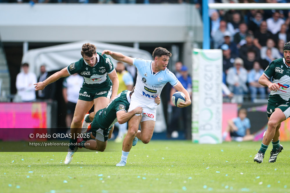 Guillaume Martocq, lors du match de Top 14 entre l'Aviron bayonnais et la Section paloise, le 18 avril 2026 au stade Jean Dauger de Bayonne, France (Photo Pablo ORDAS)