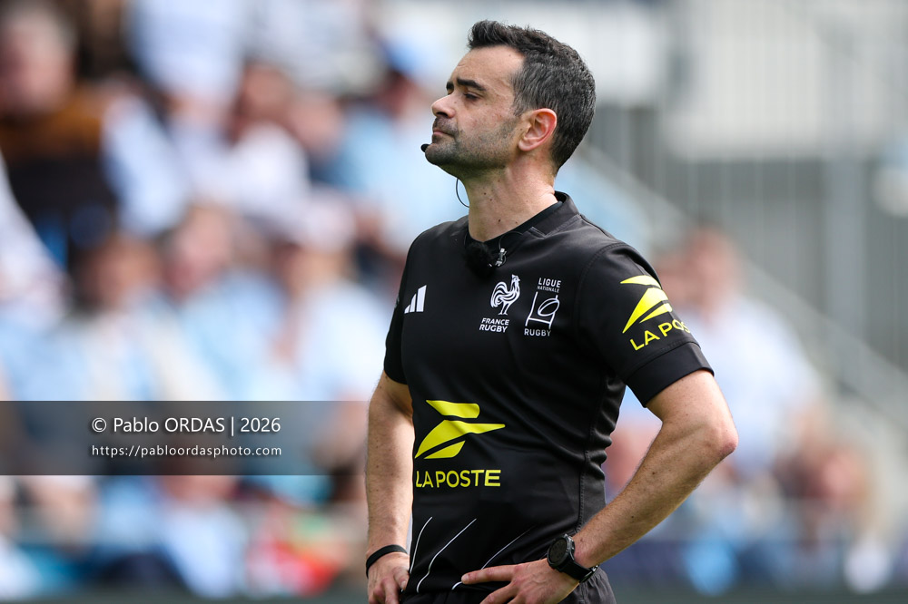 Pierre Brousset, lors du match de Top 14 entre l'Aviron bayonnais et la Section paloise, le 18 avril 2026 au stade Jean Dauger de Bayonne, France (Photo Pablo ORDAS)