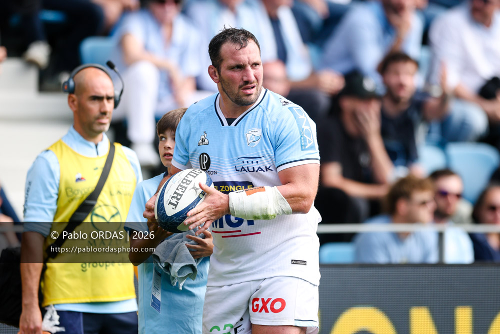 Ignacio Calles, lors du match de Top 14 entre l'Aviron bayonnais et la Section paloise, le 18 avril 2026 au stade Jean Dauger de Bayonne, France (Photo Pablo ORDAS)