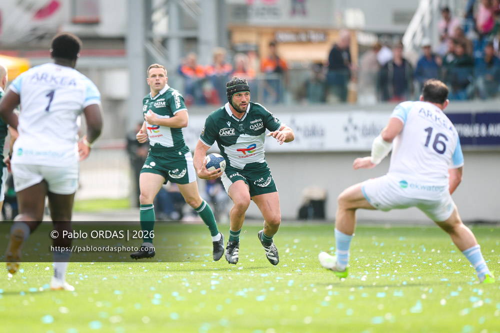 Beka Gorgadze, lors du match de Top 14 entre l'Aviron bayonnais et la Section paloise, le 18 avril 2026 au stade Jean Dauger de Bayonne, France (Photo Pablo ORDAS)