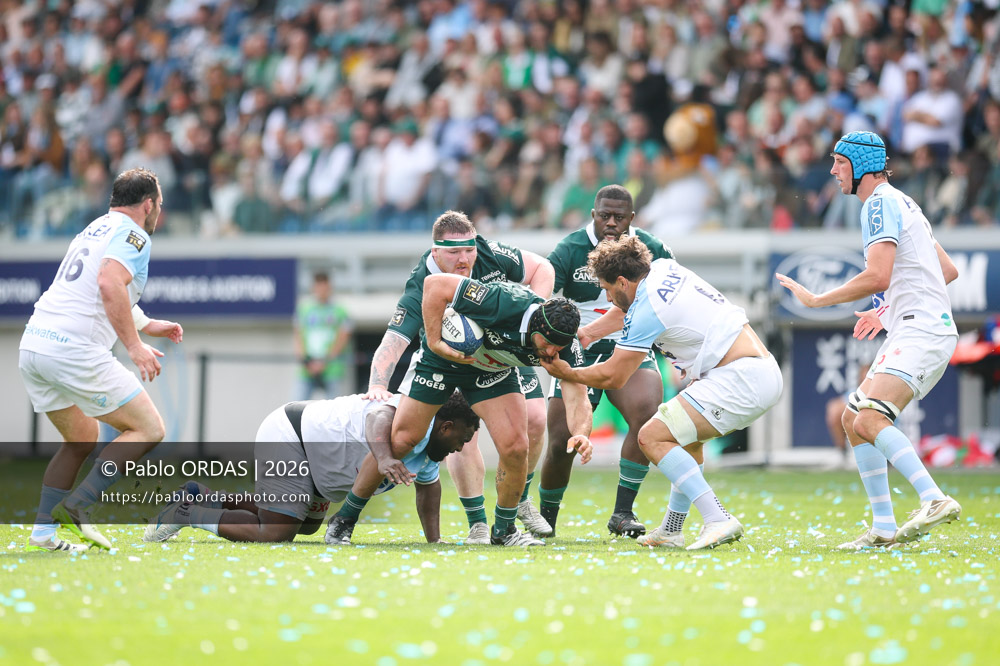 Beka Gorgadze, lors du match de Top 14 entre l'Aviron bayonnais et la Section paloise, le 18 avril 2026 au stade Jean Dauger de Bayonne, France (Photo Pablo ORDAS)