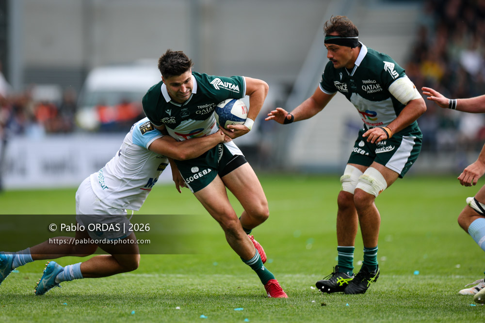 Jack Maddocks, lors du match de Top 14 entre l'Aviron bayonnais et la Section paloise, le 18 avril 2026 au stade Jean Dauger de Bayonne, France (Photo Pablo ORDAS)