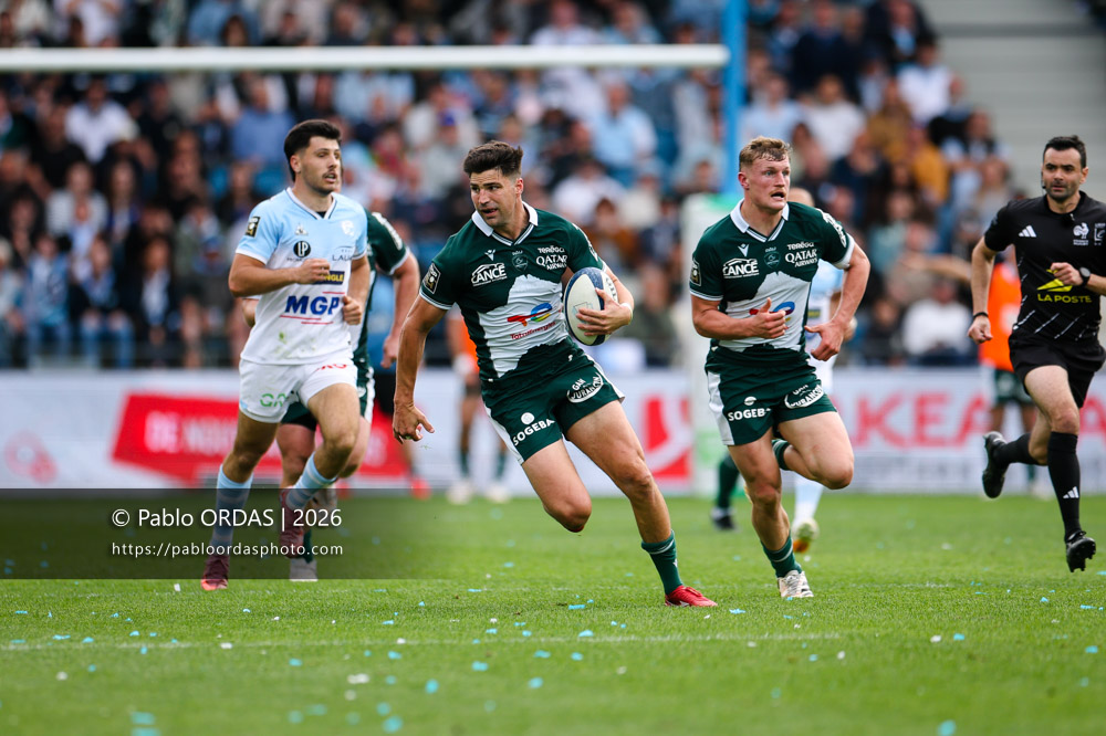 Jack Maddocks, lors du match de Top 14 entre l'Aviron bayonnais et la Section paloise, le 18 avril 2026 au stade Jean Dauger de Bayonne, France (Photo Pablo ORDAS)