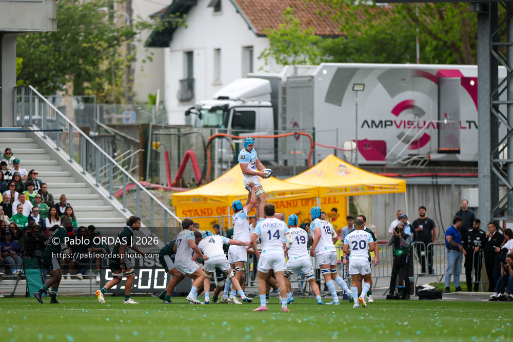 Esteban Capilla, lors du match de Top 14 entre l'Aviron bayonnais et la Section paloise, le 18 avril 2026 au stade Jean Dauger de Bayonne, France (Photo Pablo ORDAS)