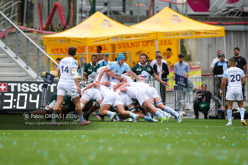 Esteban Capilla, lors du match de Top 14 entre l'Aviron bayonnais et la Section paloise, le 18 avril 2026 au stade Jean Dauger de Bayonne, France (Photo Pablo ORDAS)