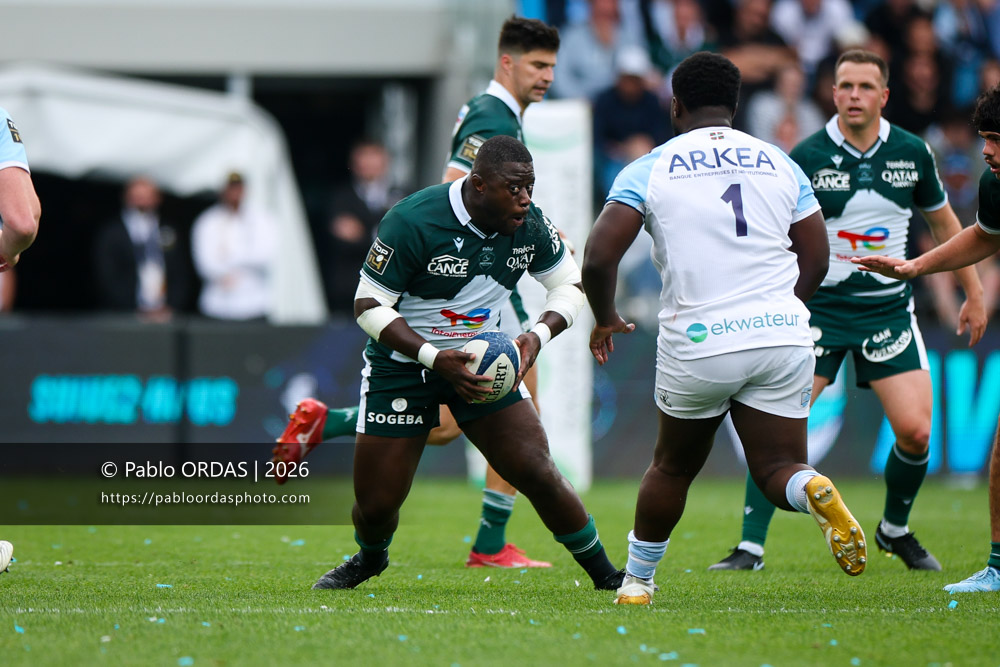 Daniel Bibi Biziwu, lors du match de Top 14 entre l'Aviron bayonnais et la Section paloise, le 18 avril 2026 au stade Jean Dauger de Bayonne, France (Photo Pablo ORDAS)