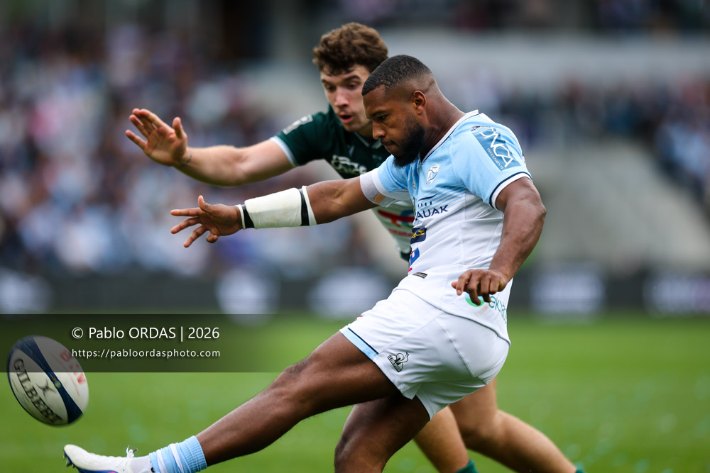 Cheikh Tiberghien, lors du match de Top 14 entre l'Aviron bayonnais et la Section paloise, le 18 avril 2026 au stade Jean Dauger de Bayonne, France (Photo Pablo ORDAS)